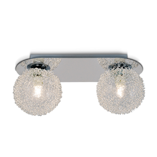 Aplique de dos luces G9 de vidrio recubierto en alambre con base oval